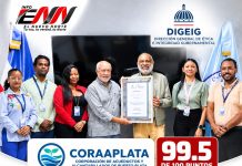 CORAAPLATA recibe reconocimiento por transparencia con calificación de 99.5 puntos