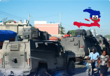 Soldados salvadoreños realizan su primer patrullaje por las calles de Puerto Príncipe